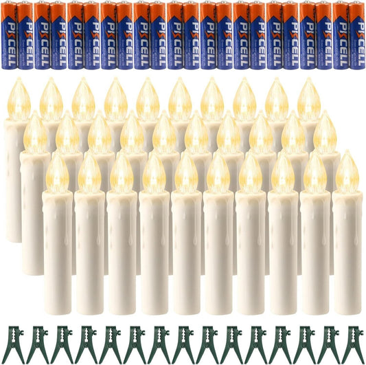 Candele con telecomando, batterie AA e clip impermeabile per feste (30 luci)