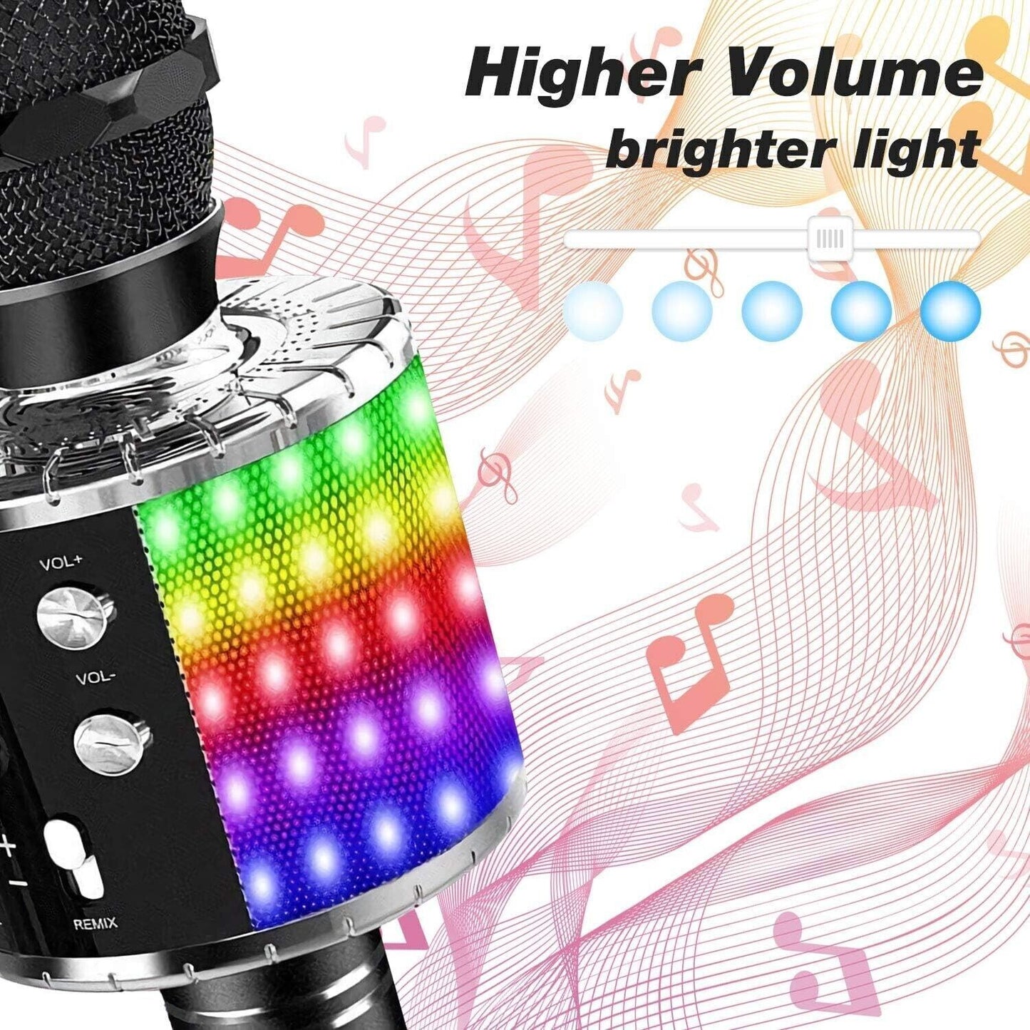 Microfono per karaoke wireless Bluetooth 4 in 1 con luci a LED, microfono