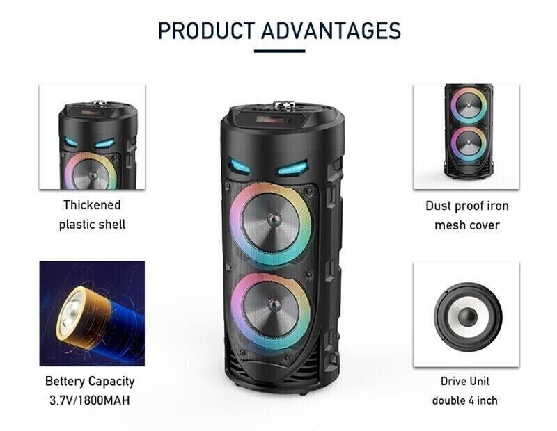 Diffusore portatile cassa bluetooth mp3 karaoke usb aux 10 watt 1500mah ZQS4239
