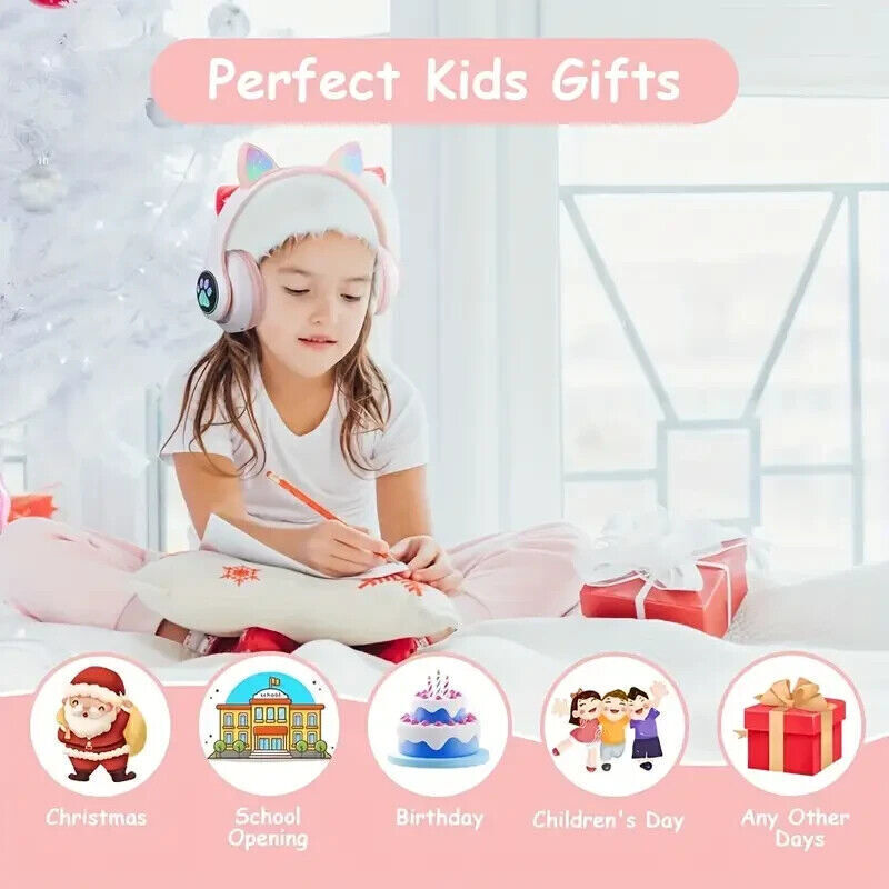 Cuffie Wireless Orecchie di Gatto Auricolari Bluetooth Auricolari con Led