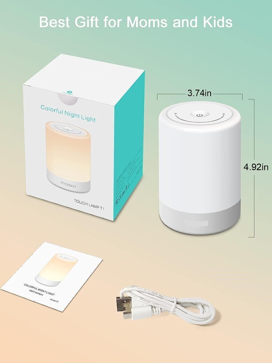 Luce Notturna per Asilo Nido per Bambini Lampada Touch Ricaricabile Cambia