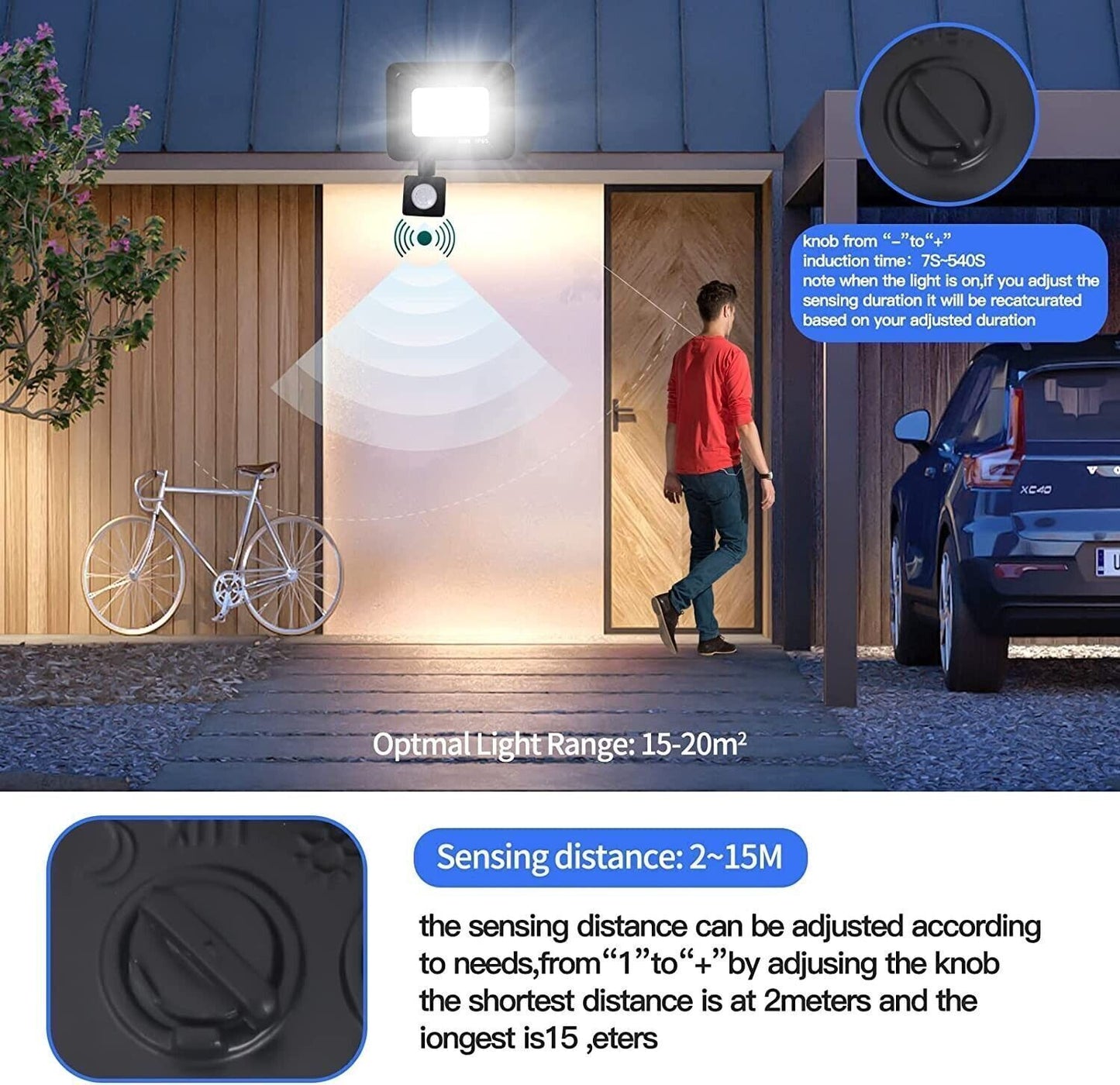 REALRY Faretto led da Esterno con Sensore di Movimento,20W Fari led da Esterno