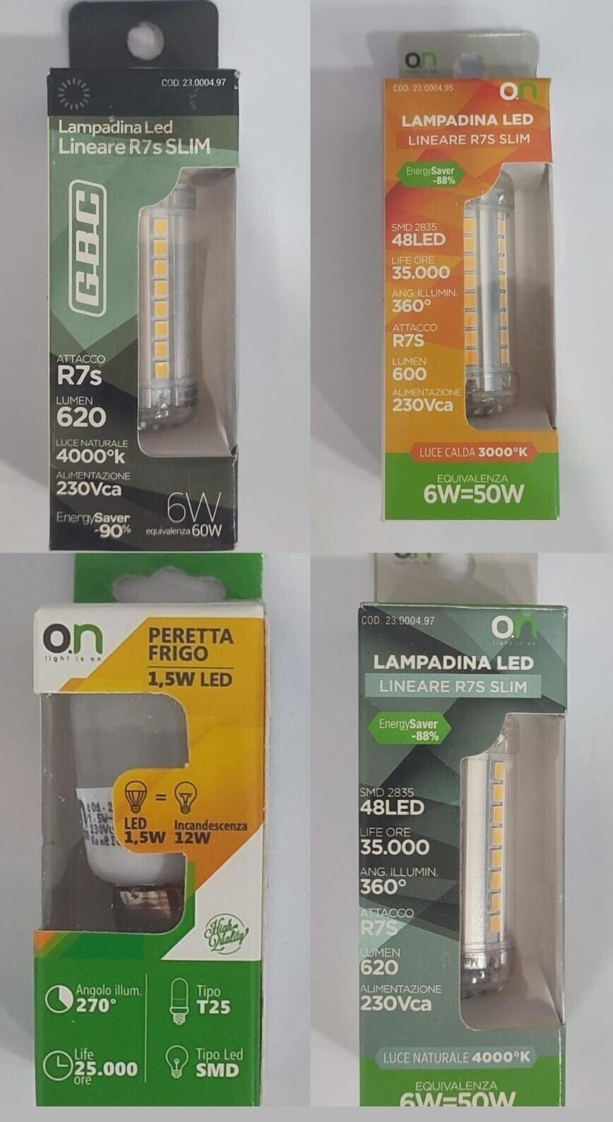 Stock lampadine di vario genere e formato 202 pezzi