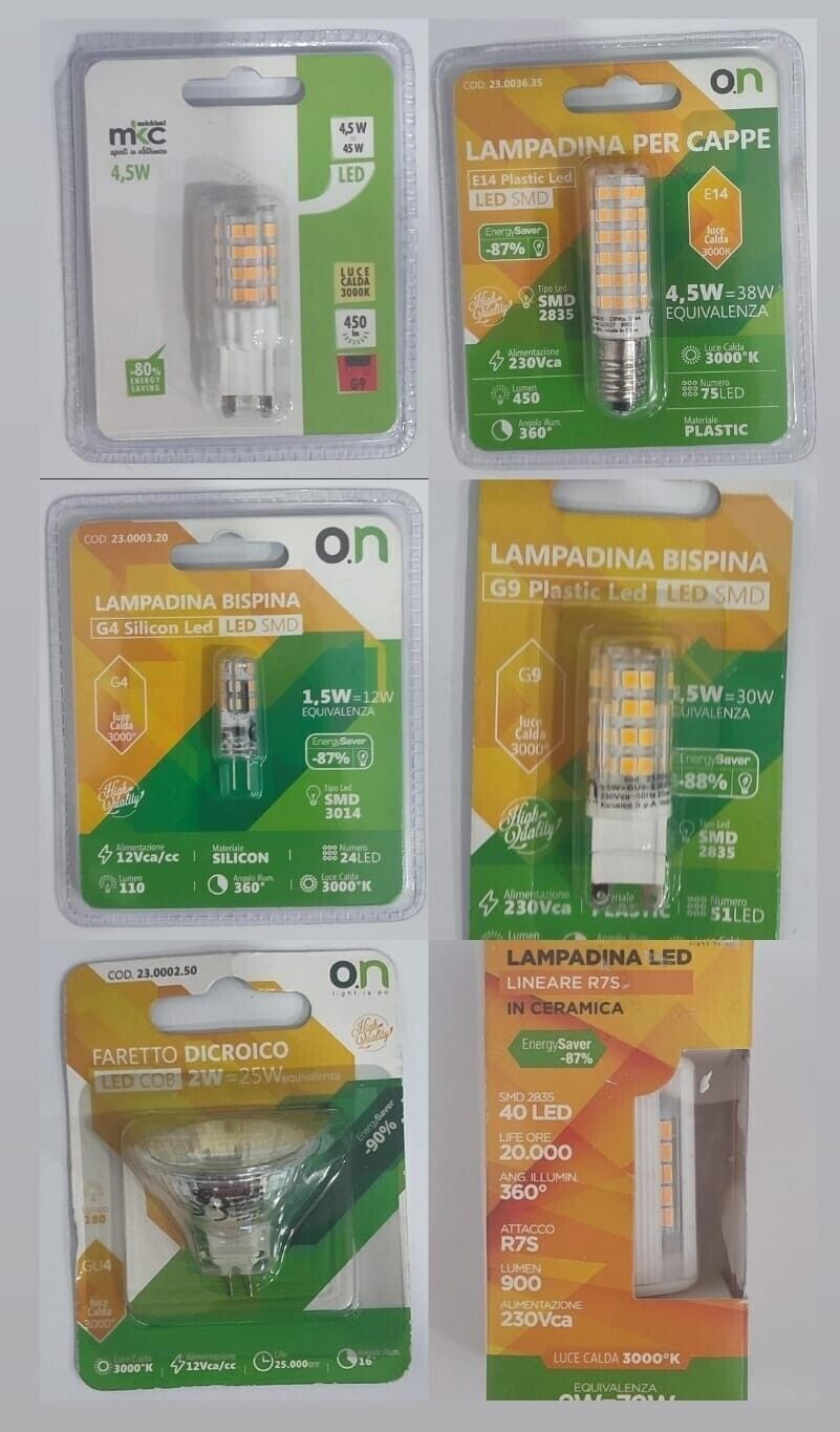 Stock lampadine di vario genere e formato 202 pezzi