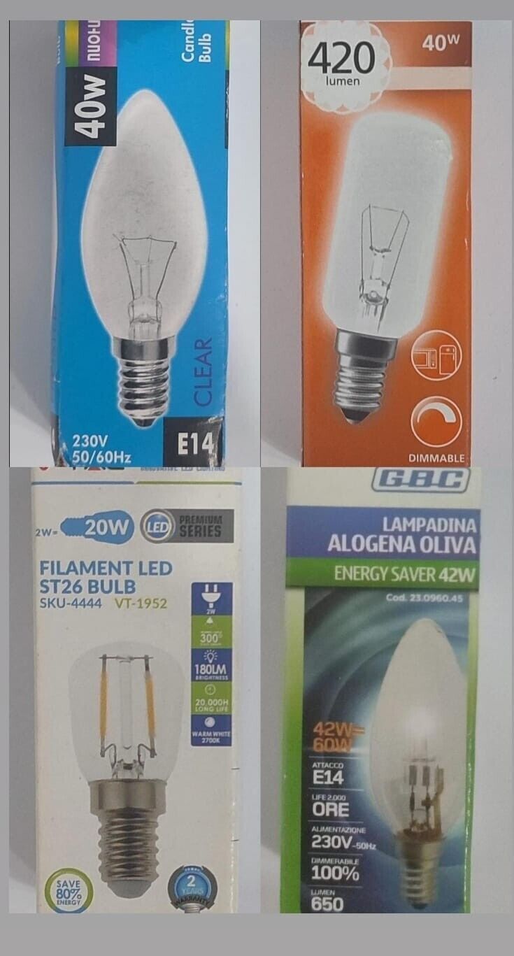 Stock lampadine di vario genere e formato 202 pezzi
