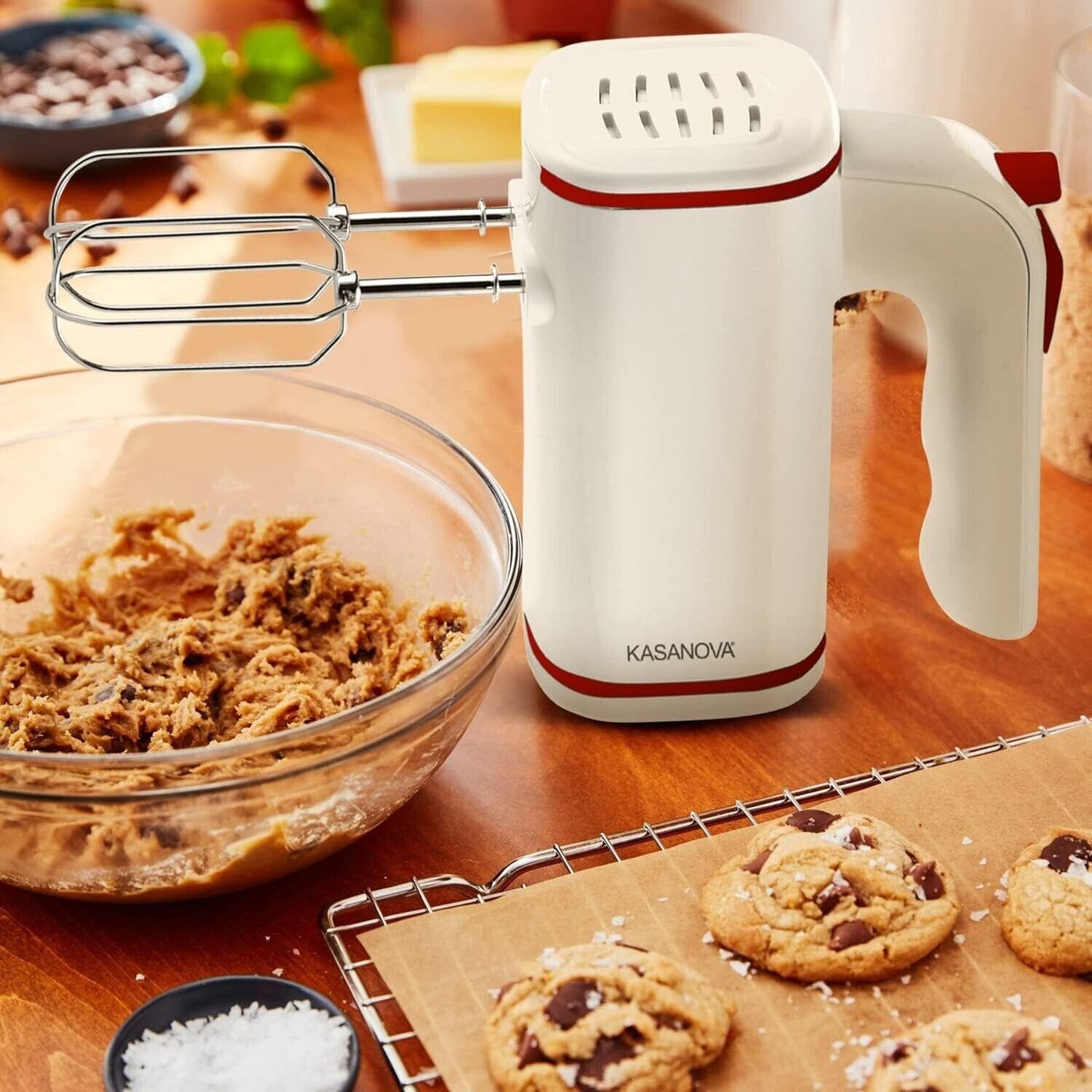 KASANOVA Sbattitore elettrico da 250 Watt ganci inox per impastare dolci
