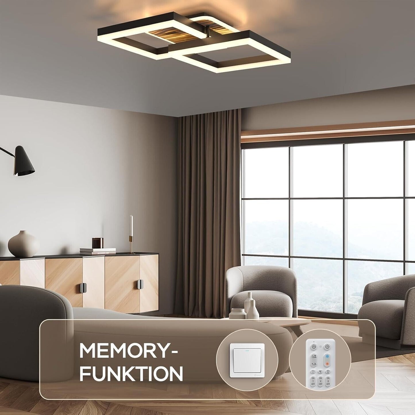 Anten plafoniera led soffitto Vintage plafoniera salotto Dimmerabile 40W 3600LM