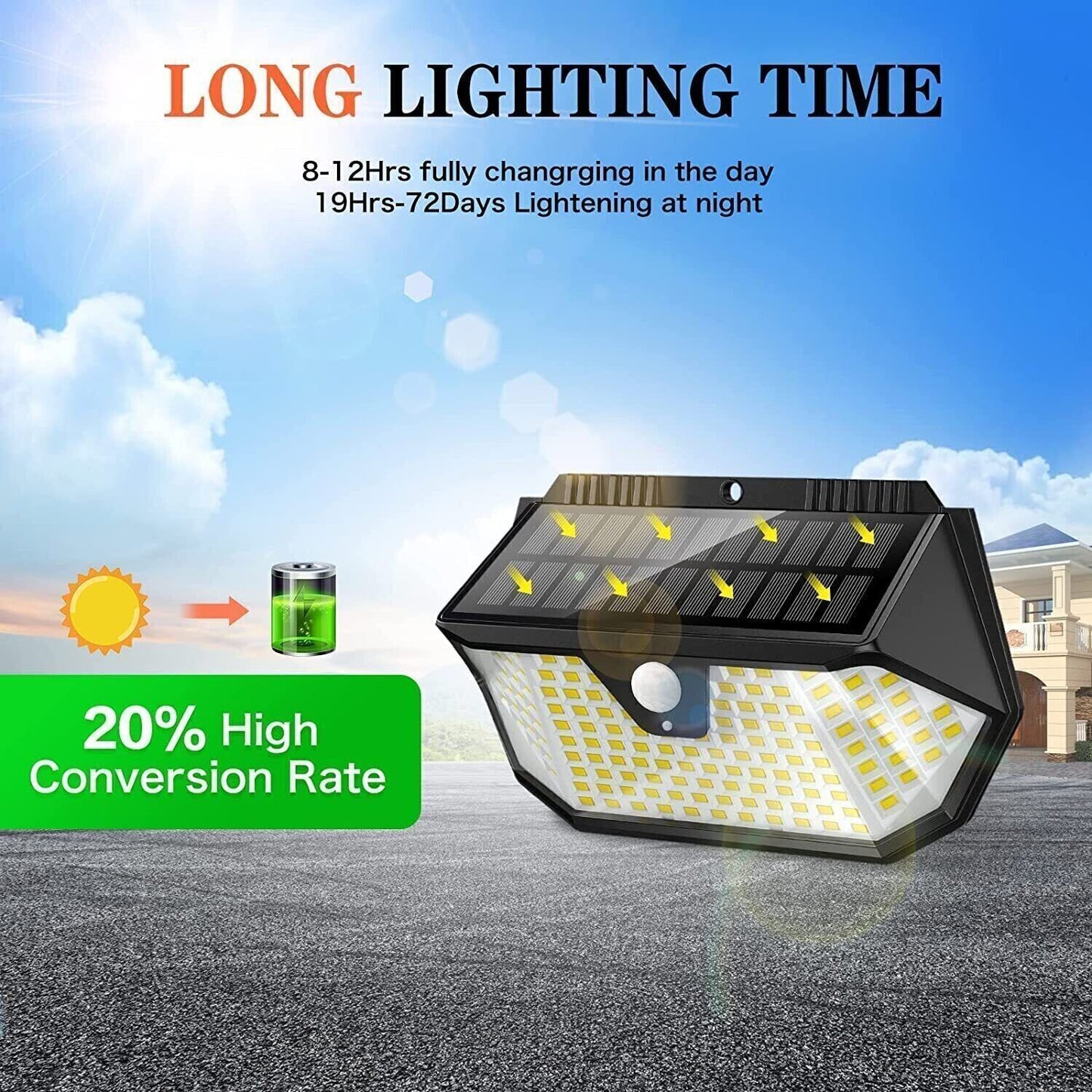 Luce solare con sensore di movimento 137 LED, 1200 lumen, 3 modalità
