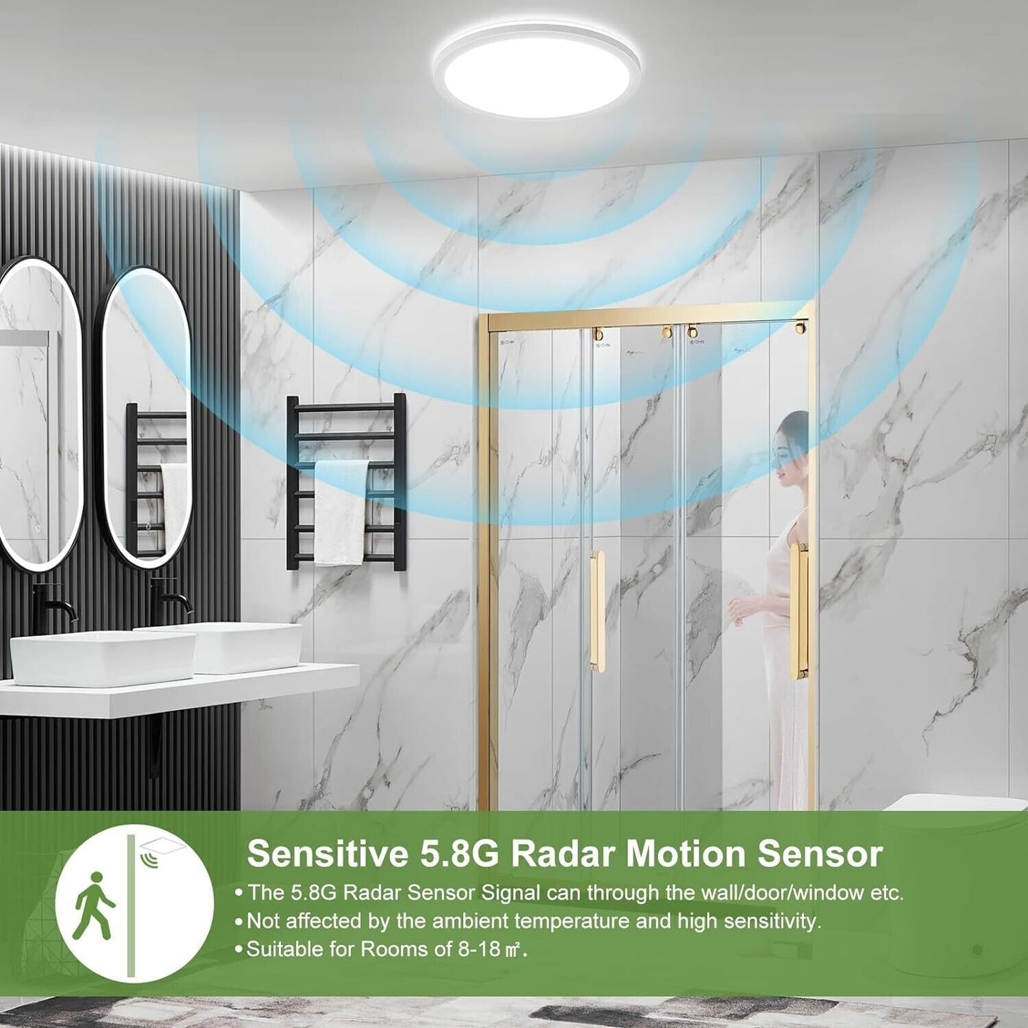 Lampada da soffitto a LED con sensore di movimento 18 W cablata 1800 lm 2700 K/4
