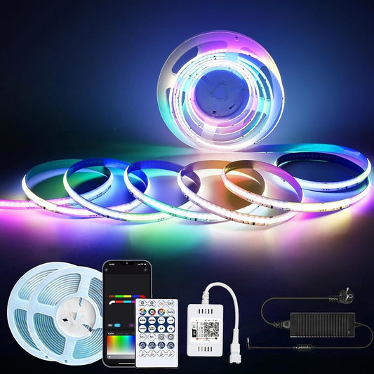 GEYUEYA Striscia LED COB 10 Metri 5760 LEDs WIFI 24v CRI 90+  rgbic