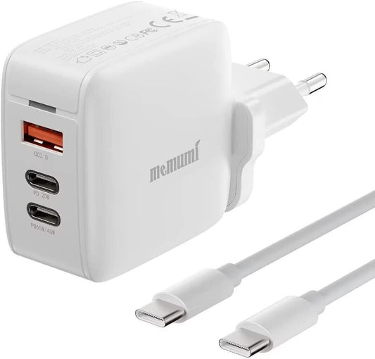memumi 65W Caricatore USB C & USB A, 3 Porte Alimentatore per MacBook