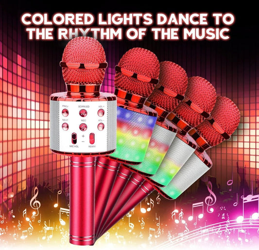 Microfono Karaoke Bluetooth, Microfono bambini, Microfoni Wireless LED Flash