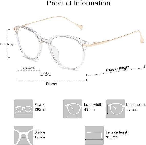 Occhiali Antiriflesso Blocca la Luce Blu Classici Rotondi Montatura da occhiali