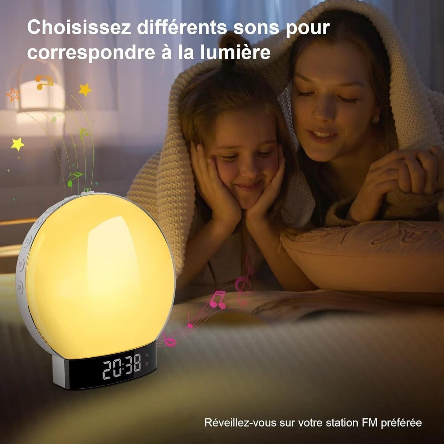 Wake up Light Luce Sveglia snooze alba da Comodino Altoparlante bluetooth FM