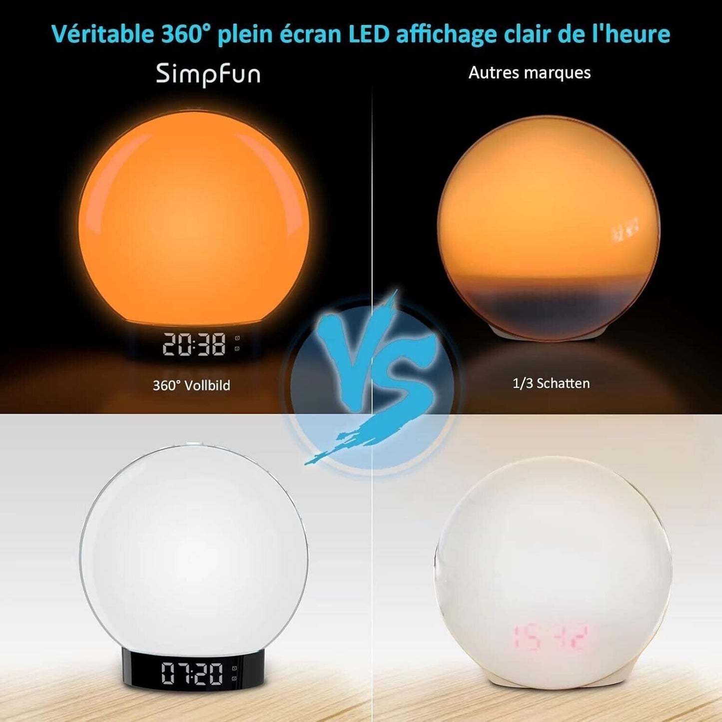 Wake up Light Luce Sveglia snooze alba da Comodino Altoparlante bluetooth FM