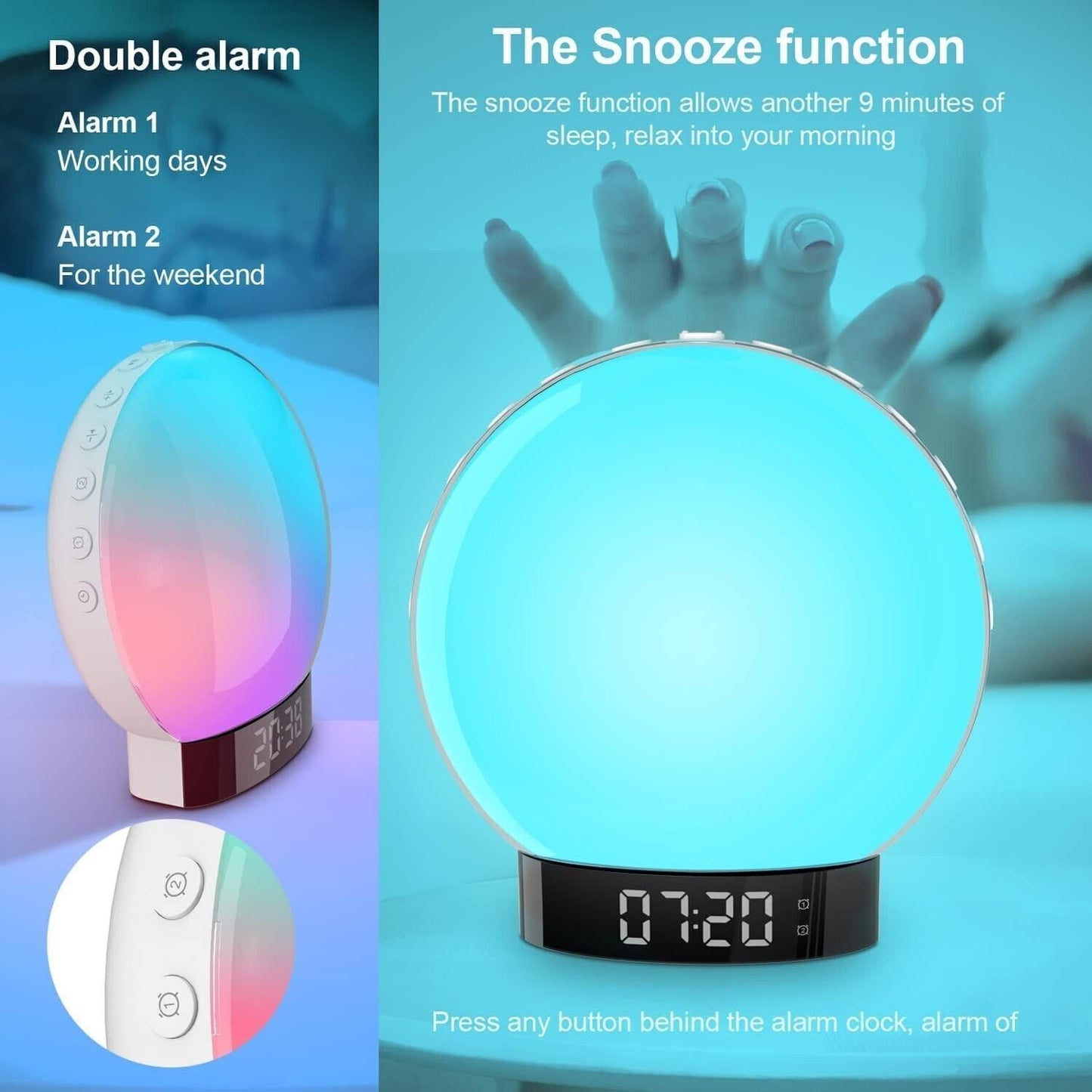 Wake up Light Luce Sveglia snooze alba da Comodino Altoparlante bluetooth FM