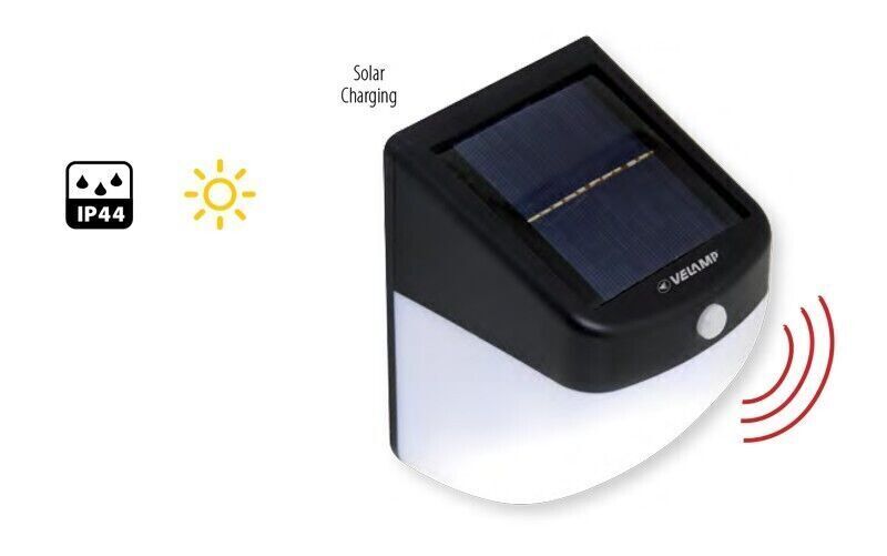 VELAMP IS306 Lampada LED da muro con pannello solare e sensore di movimento