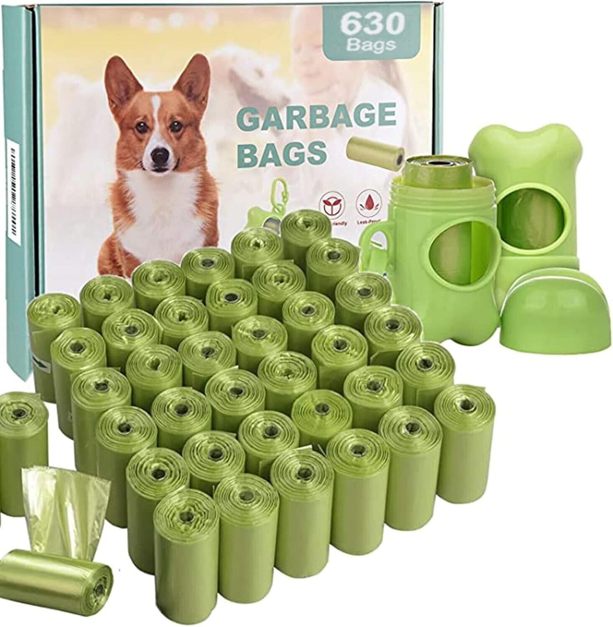 Sacchetto per escrementi di cane OUGED 630 pezzi,42 rotoli di ricarica con 2 dis
