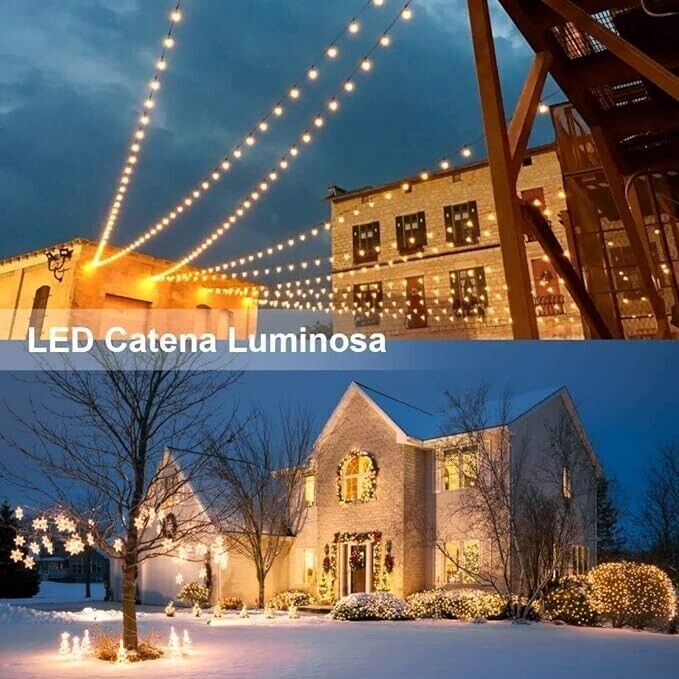 Catena Luminosa, Luci Stringa 10m e Cavo Prolunga 3m Lampadina Illuminazione