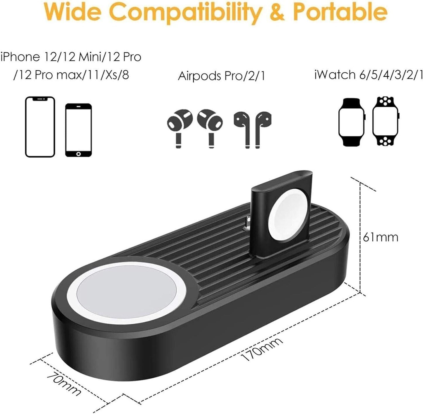 Caricabatterie rapido wireless compatibile con prodotti di marca Apple