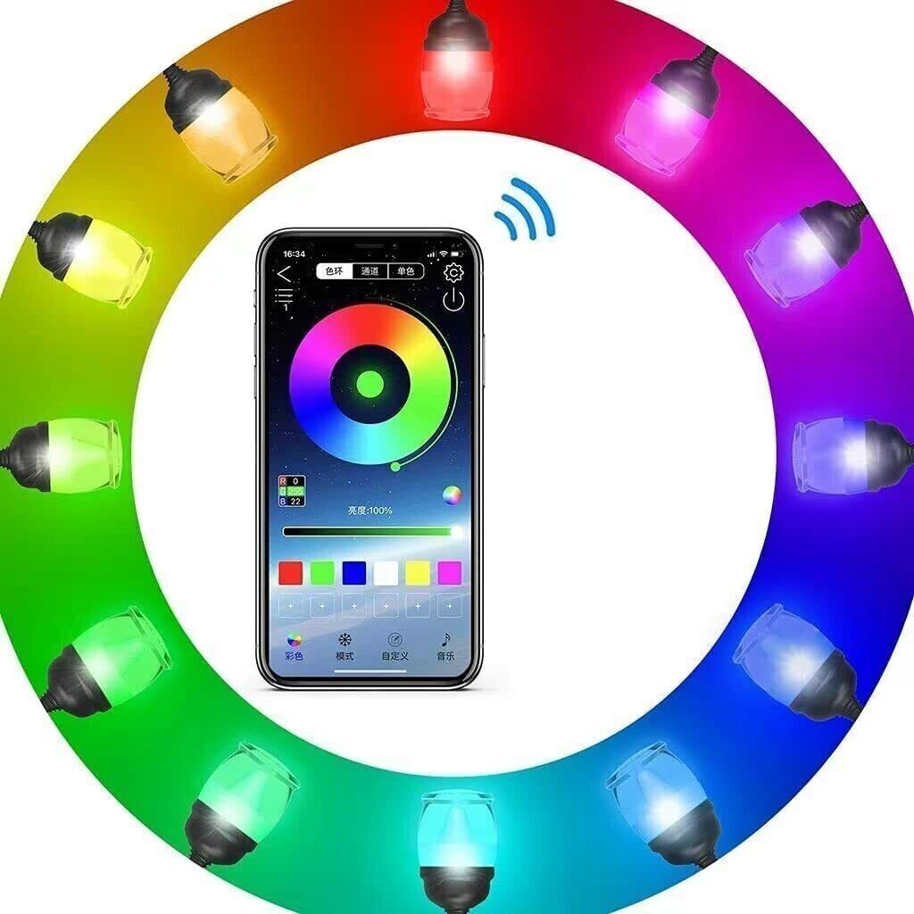 CATENA LUMINOSA DI LAMPADINE A LED RGB A STRINGA DA ESTERNO 12 LAMPADINE WIFI