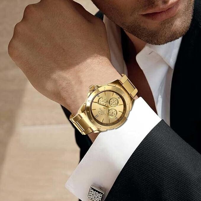 Orologio da uomo Chenxi in acciaio inossidabile tono oro, quarzo giapponese