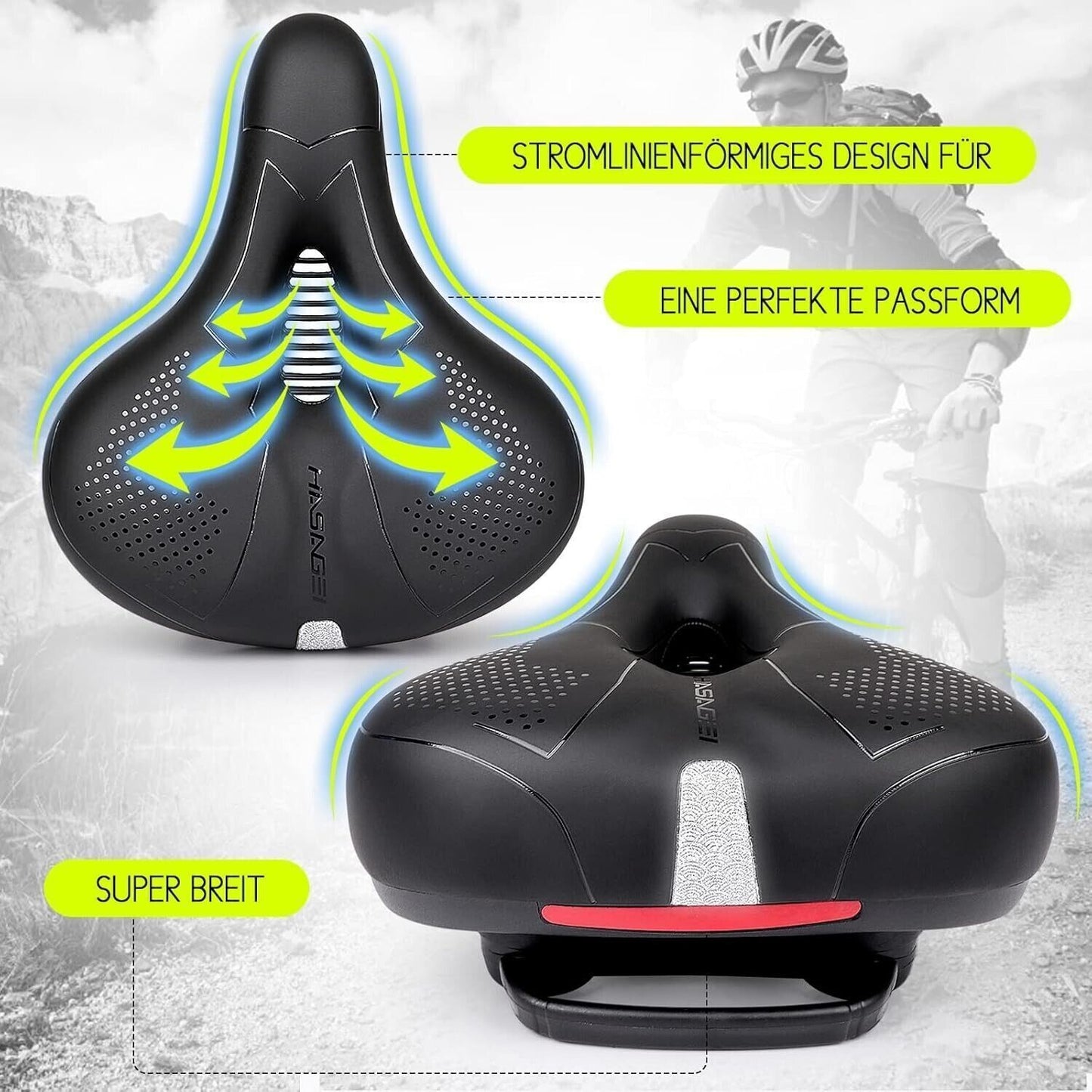 Sella per bicicletta HASAGEI Sella in gel comoda per bicicletta larga ergonomica