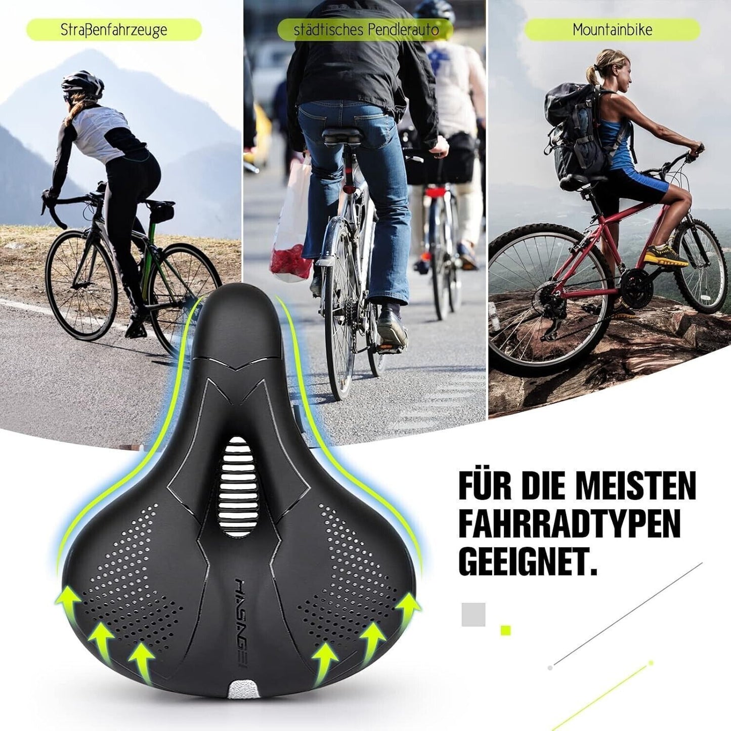 Sella per bicicletta HASAGEI Sella in gel comoda per bicicletta larga ergonomica