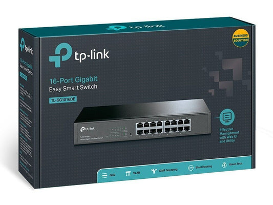 Switch Gigabit Easy-Smart Ethernet desktop a 16 porte TP-Link, custodia