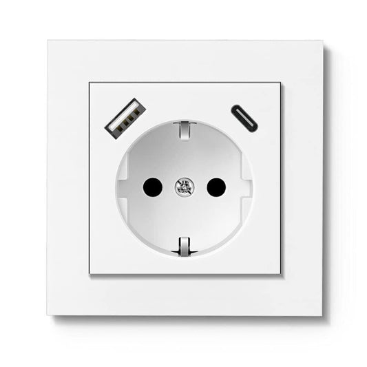 Presa USB, presa con caricatore USB e 1 porta di tipo C da 3,4 A, bianco puro
