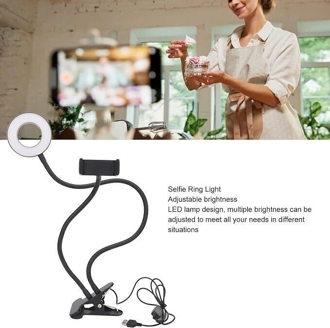 Selfie Ring Light con Supporto Cellulare per Live Streaming Vlog Fotografia Foto