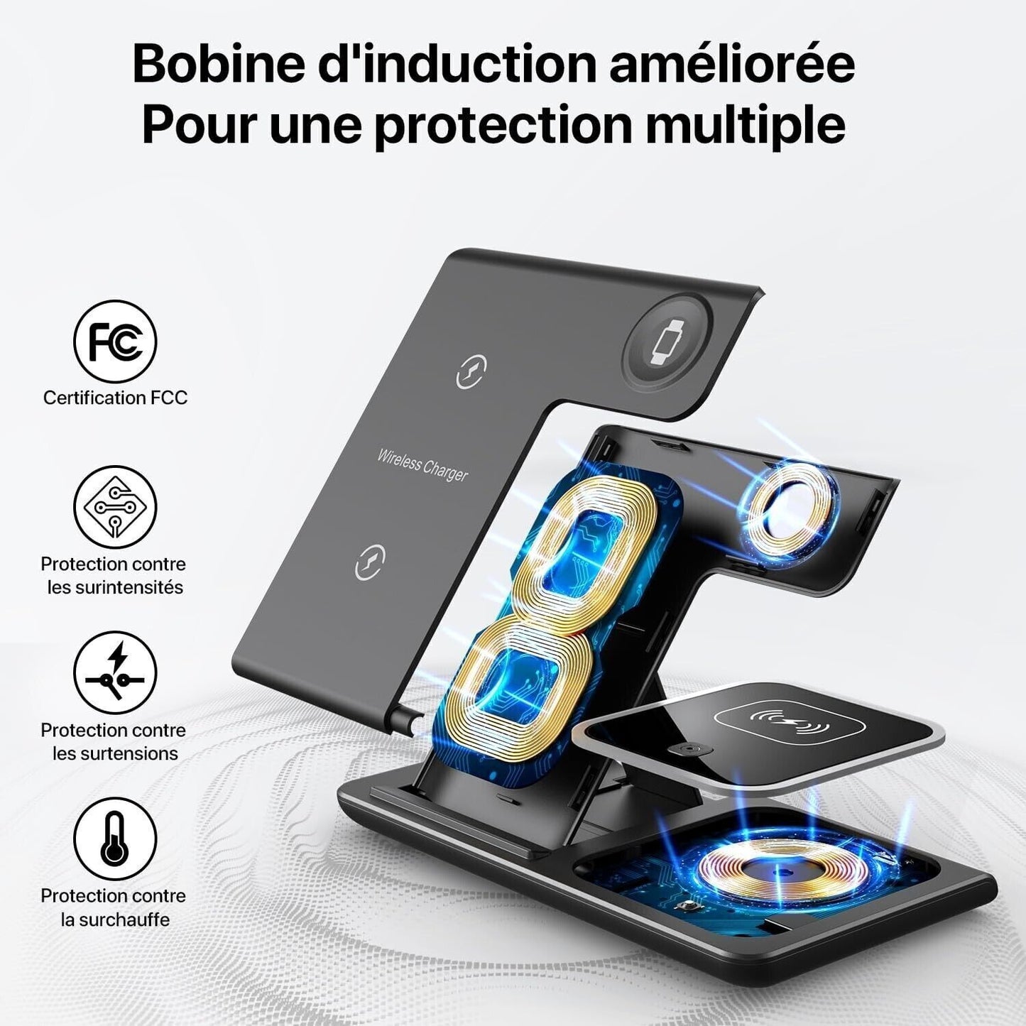 Caricabatterie wireless, stazione di ricarica wireless 3 in 1, magnetico veloce