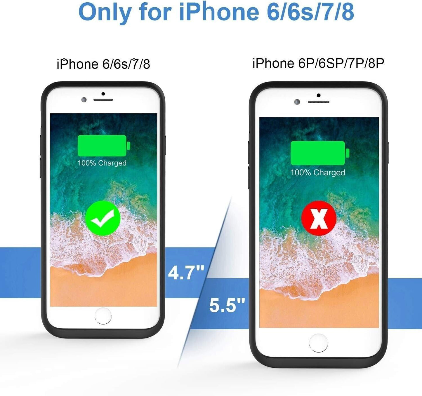 Cover Batteria compatibile con iPhone 6s/6/7/8/SE 2020, 4,7", 6600mAh Cover