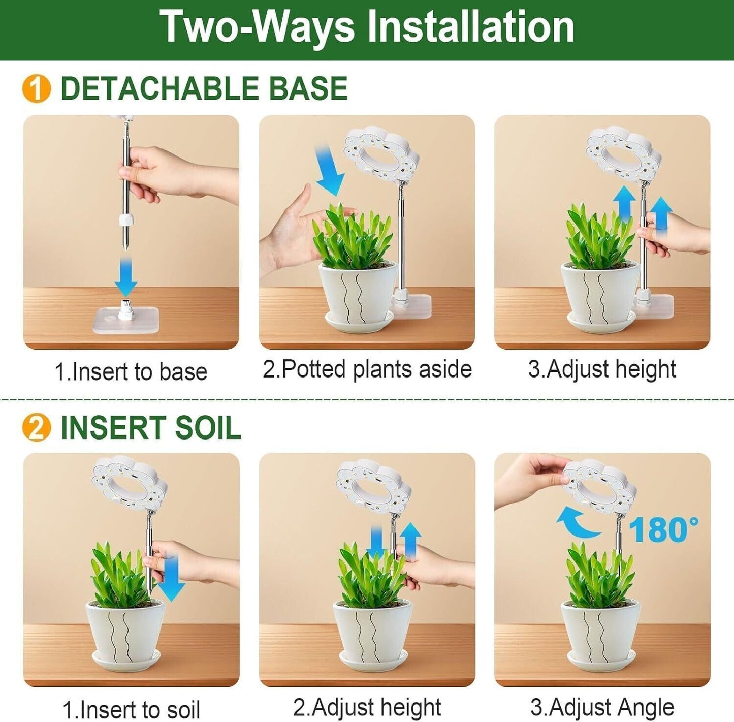 Lampade 24 LED dimmerabile per piante da interno regolabile a spettro con timer