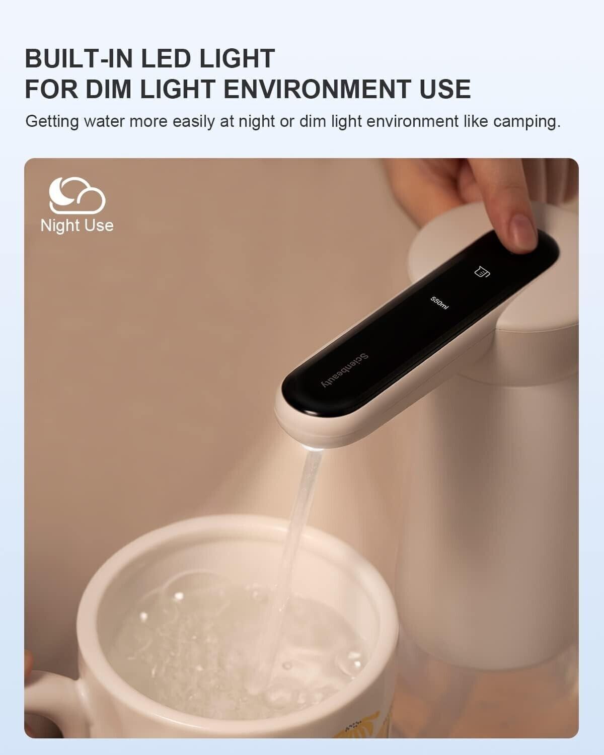 Dispenser di Acqua imbottigliata con Luce LED,  Ricarica USB, Pompa elettrica
