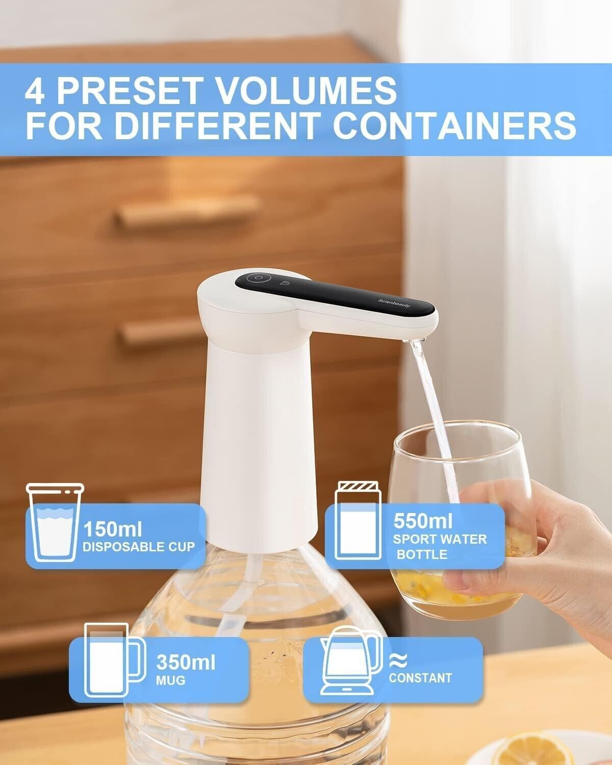 Dispenser di Acqua imbottigliata con Luce LED,  Ricarica USB, Pompa elettrica