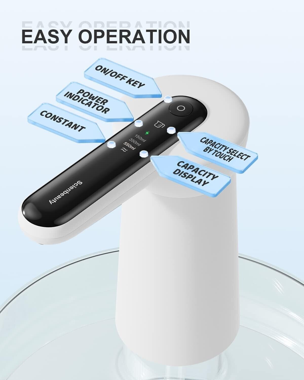 Dispenser di Acqua imbottigliata con Luce LED,  Ricarica USB, Pompa elettrica