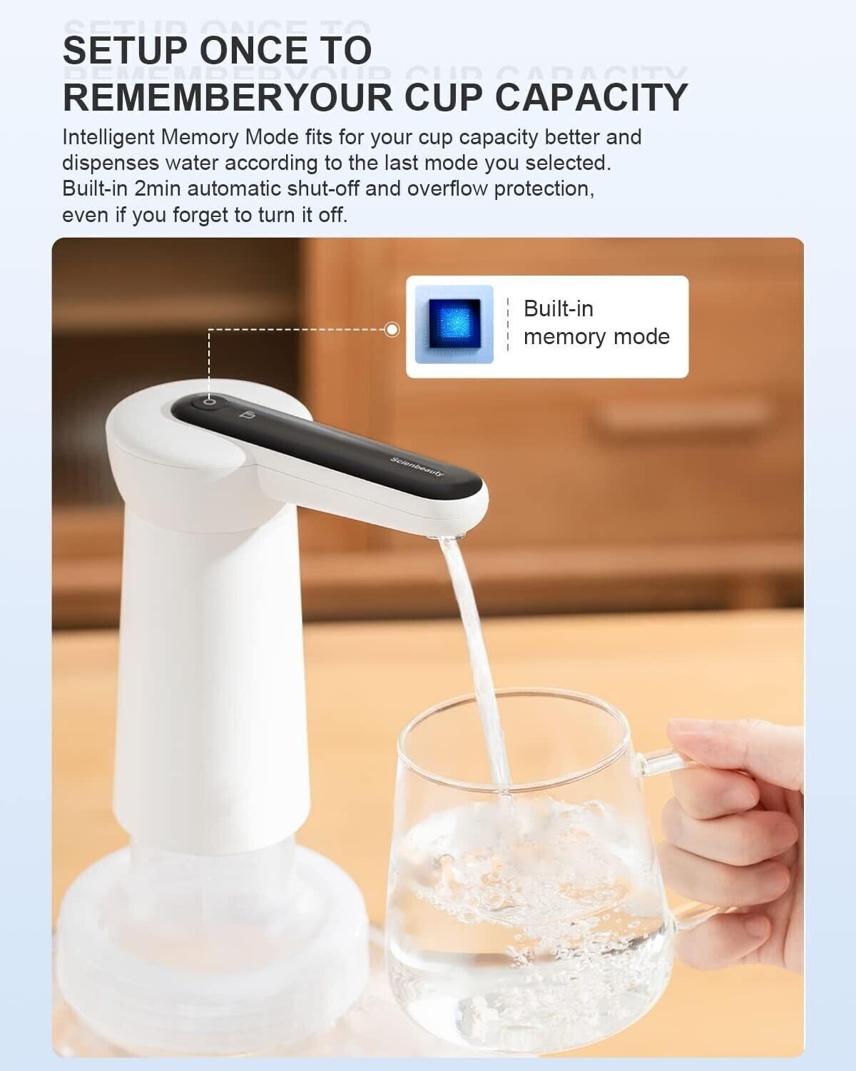 Dispenser di Acqua imbottigliata con Luce LED,  Ricarica USB, Pompa elettrica