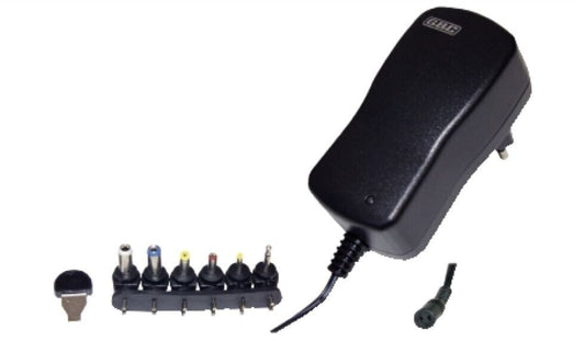 ALIMENTATORE UNIVERSALE A TENSIONE VARIABILE 24W DA 9 A 24V (DC) 1A (6 SPINOTTI)