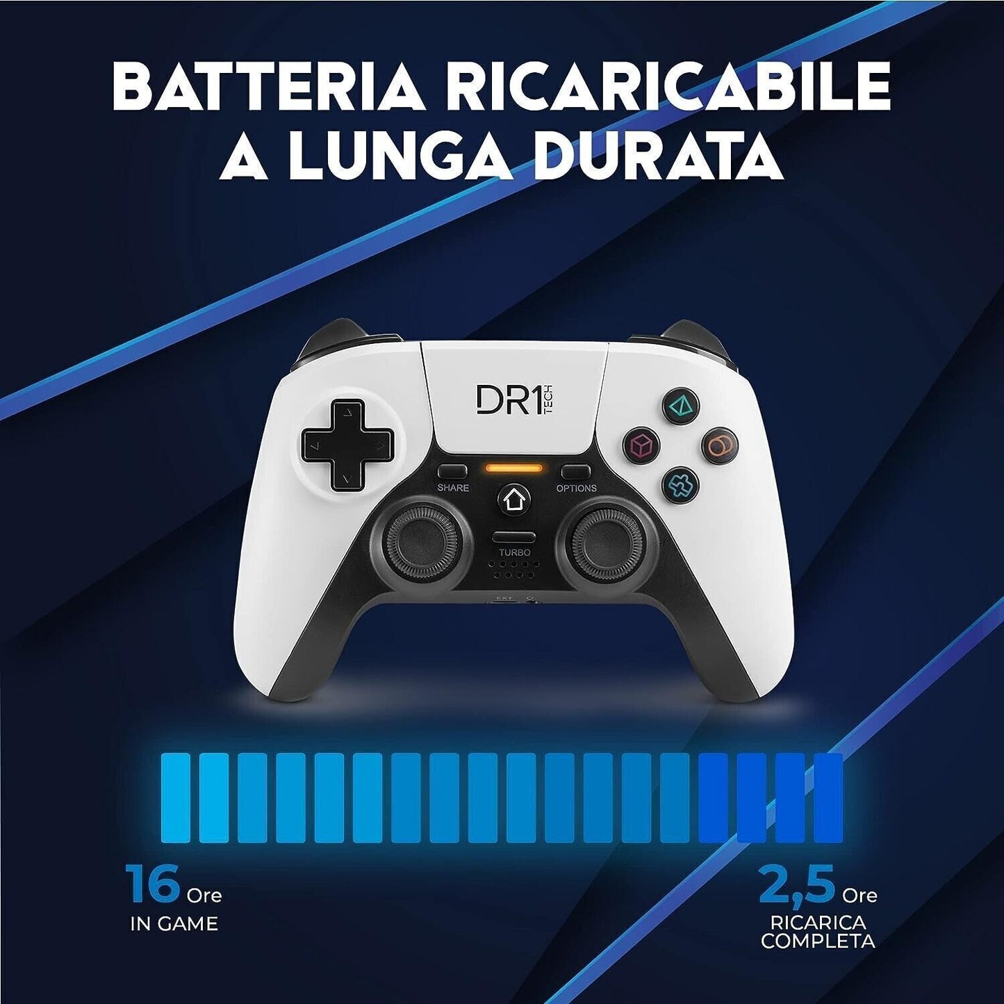 DR1TECH Shock Pad II Controller Wireless Compatibile con PS4/PS4 PRO, PC/WIN,