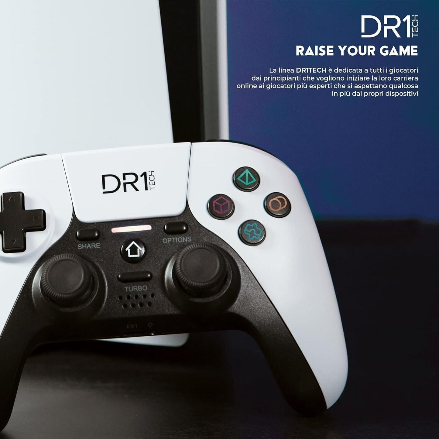 DR1TECH Shock Pad II Controller Wireless Compatibile con PS4/PS4 PRO, PC/WIN,