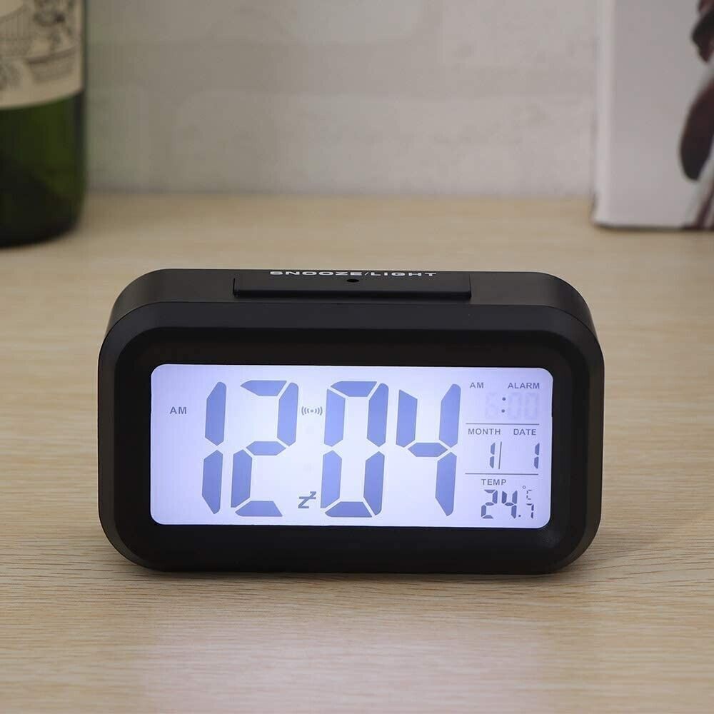 Sveglia Digitale, Comodino a Batteria Display LCD Sensore di luminosità Sveglia