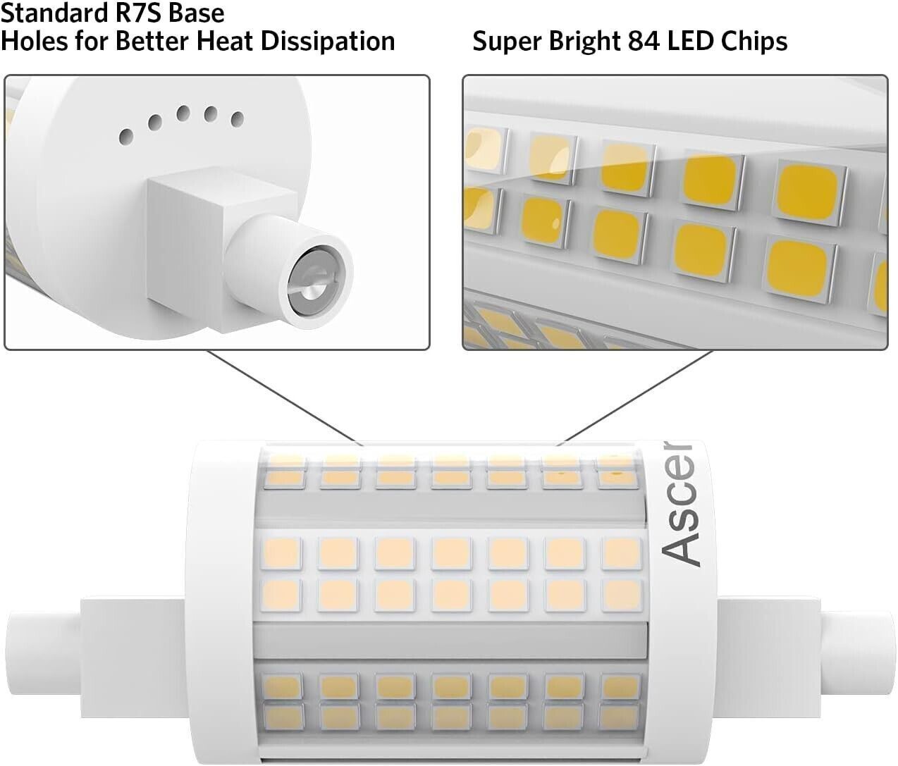 AscenLite R7S Lampadina LED 78MM, Luce Dimmerabile J78 Dimmerabile 15W