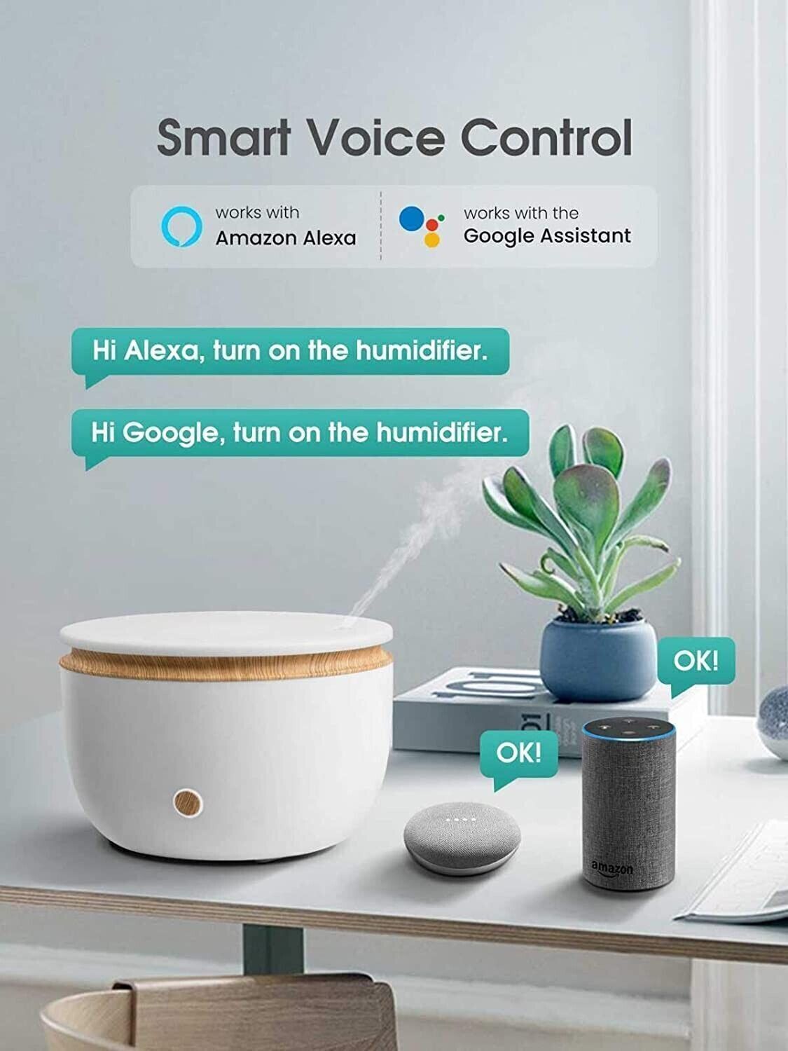 Smart WiFi Wireless Oil Diffuser Umidificatore App Controllo vocale Diffusore