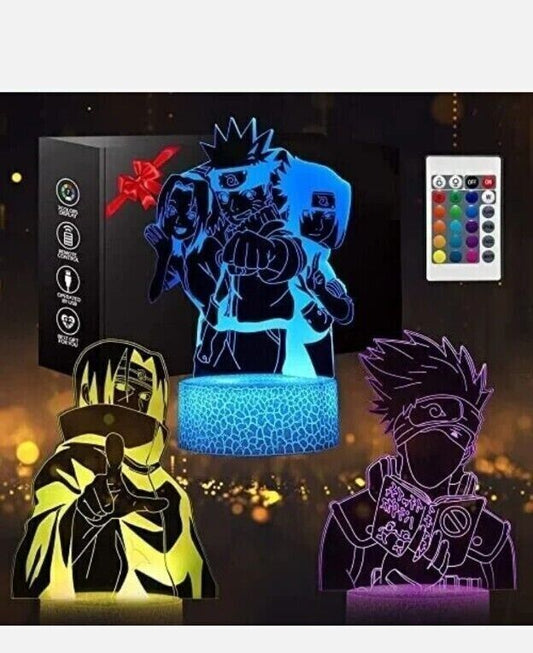 Lampada a LED Naruto 3D Illusion + 3 disegni 16 cambi di colore e telecomando