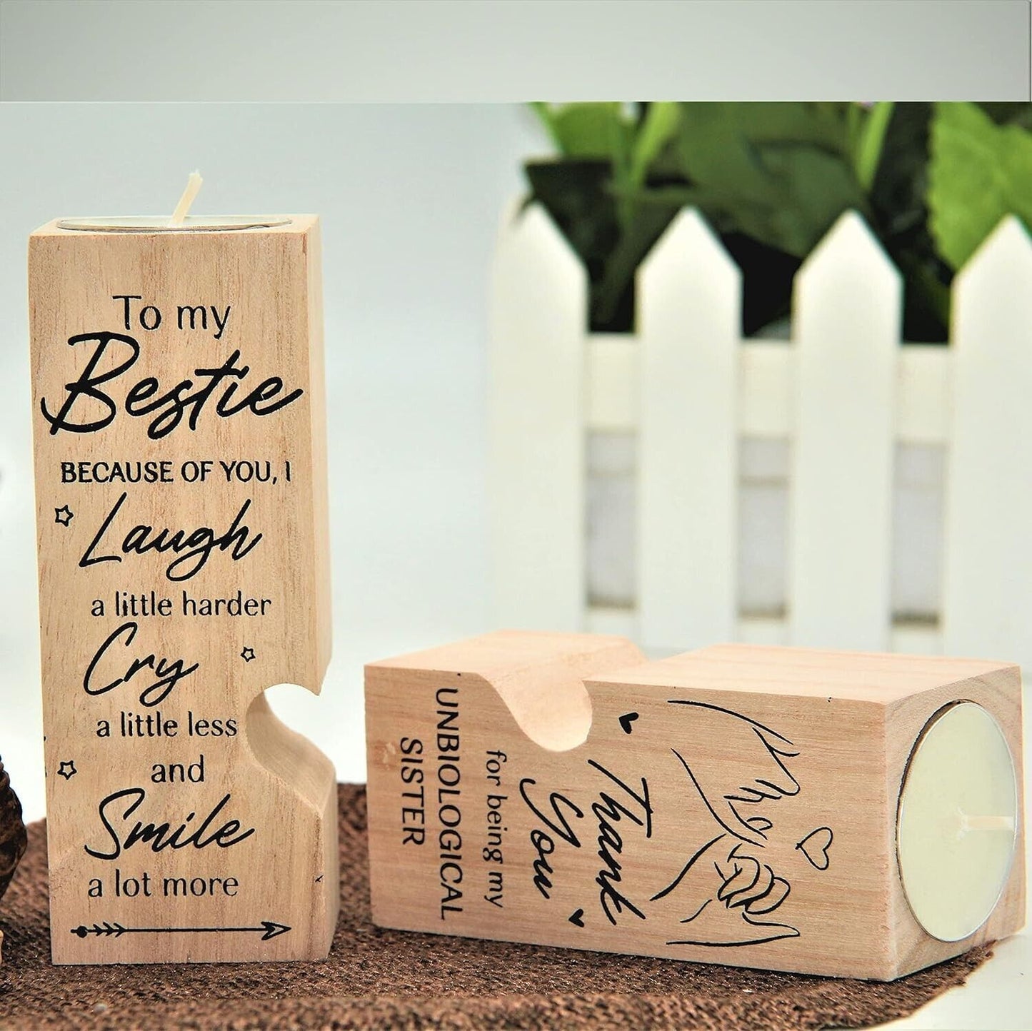 Portacandele in legno a forma di cuore, artigianato in legno naturale