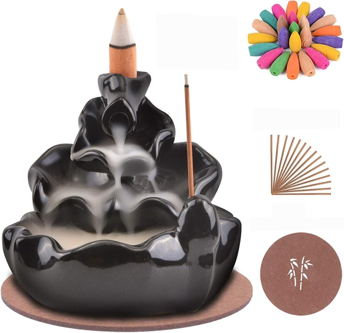 SOLEJAZZ Bruciatore di incenso a riflusso Porta incenso a cascata per decorazion