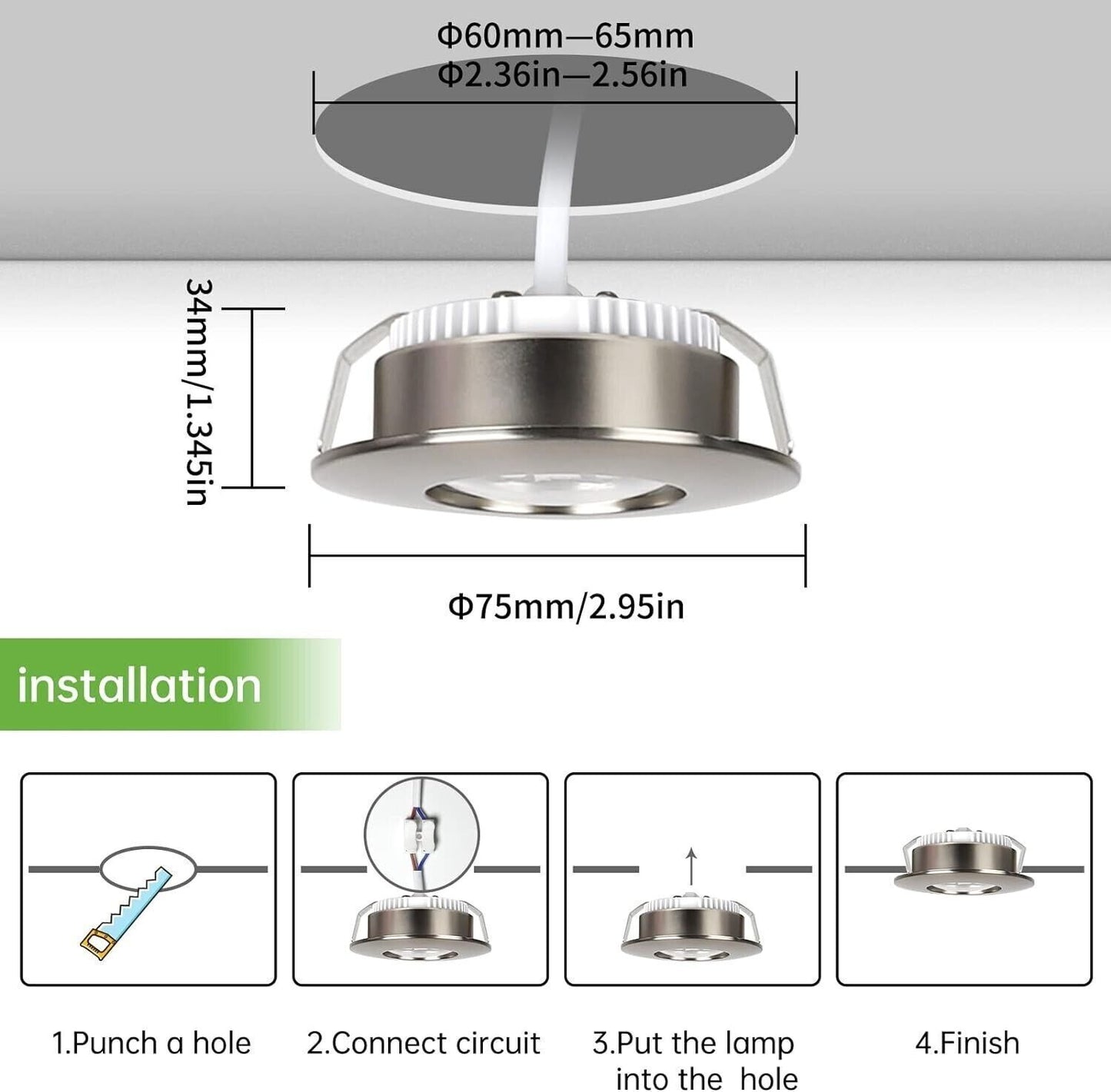 Faretto LED da Incasso 230 V 6 W Bianco Caldo 3000 K - Faretti LED Piatto
