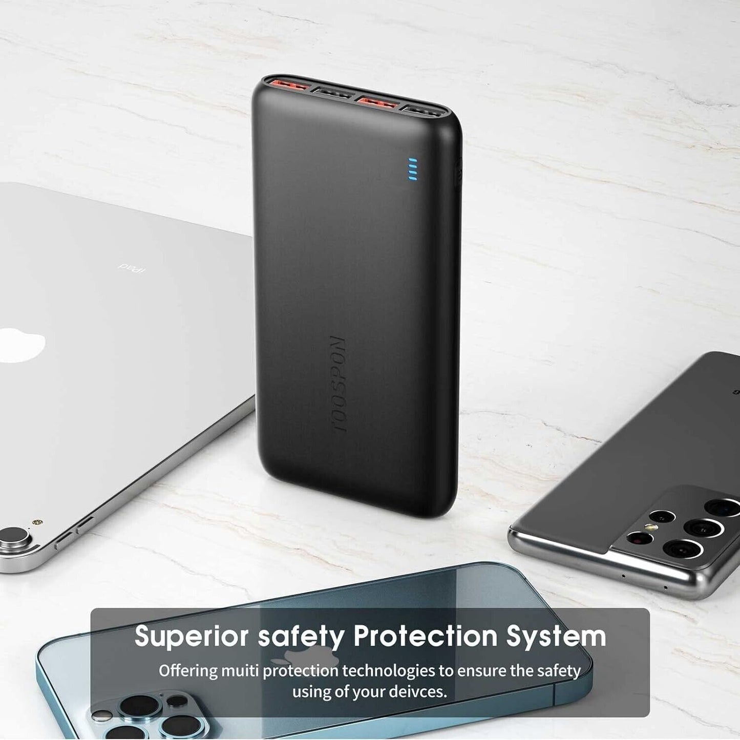 Batteria esterna 50000 mAh Powerbank, 4 Output & 2 Input, caricatore portatile