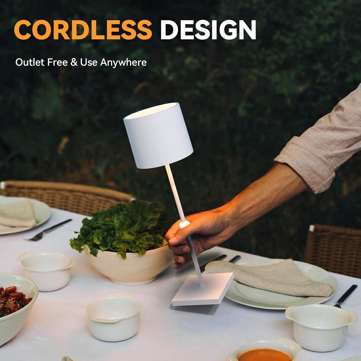 Lampada da tavolo a LED, batteria ricaricabile da 5200 mAh, 3 colori dimmerabile
